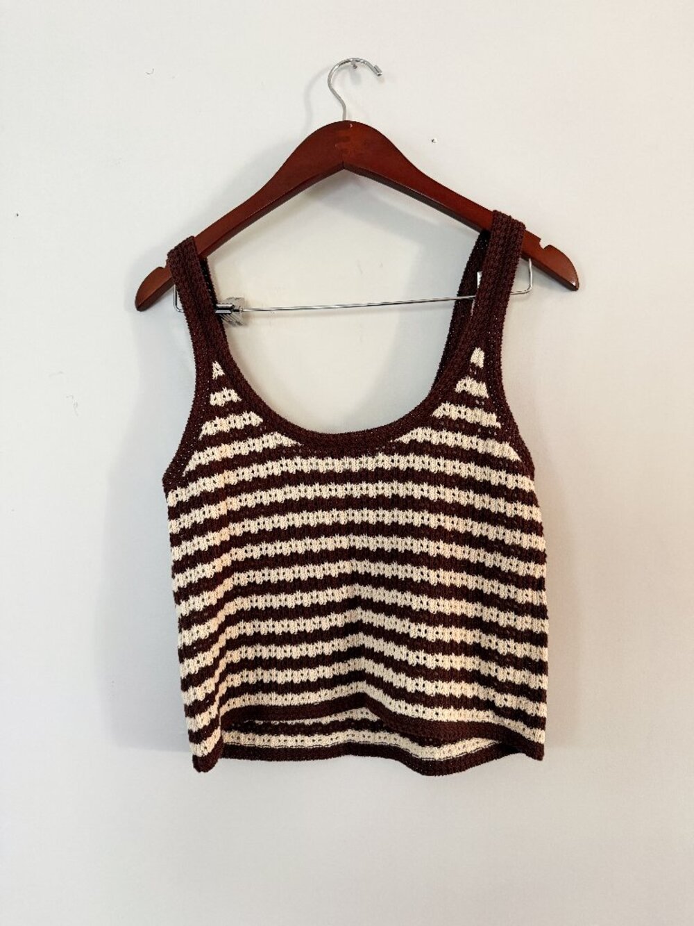 Madewell Brown and Cream Striped Knit Tank Top